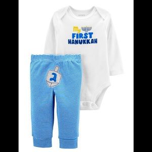 NWT nb 6m 3m 9mgirls boys carters My first Hanukkah oufit menorah dreidel toppnt
